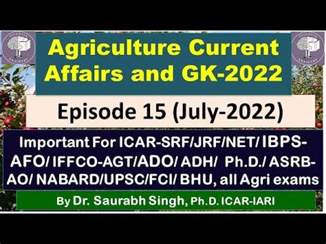 Agriculture Current Affairs GK 2022 Episode 15 July For ICAR JRF