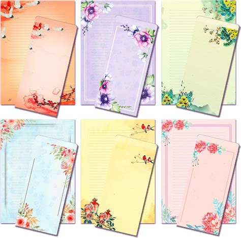 A4 Bloemen Briefpapier En Enveloppen Set 48 Stuks Brief Schrijfpapier