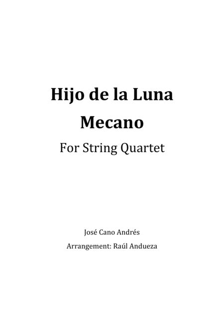 Hijo De La Luna arr Raúl Andueza Blanco by Sarah Brightman Sheet