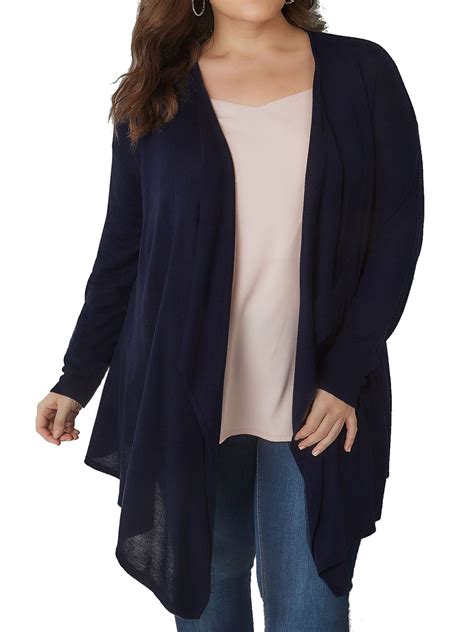 Curve Navy Longline Waterfall Cardigan Plus Size 34 36