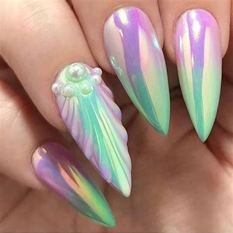 Do You Like These Mermaid Nails 💅🧜‍♀️🌈 Mermaid Nail Art Mermaid