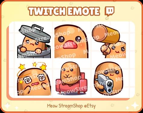 Twitch Emote Cute Potato Emotes Pack 3 Trash Gasp Ban Etsy In 2023