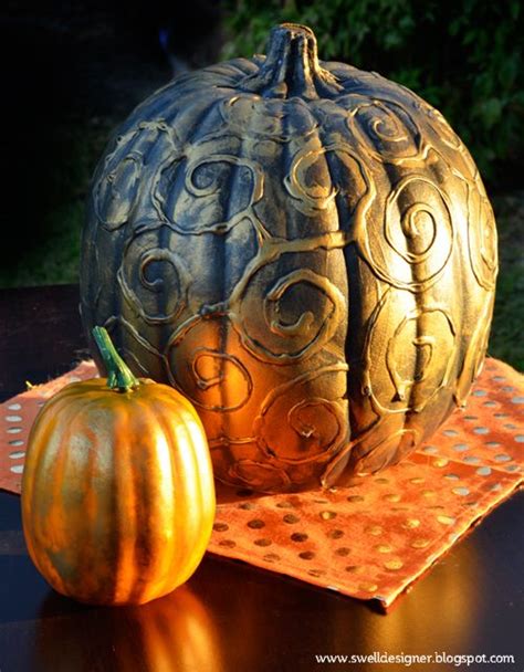 The Swell Life Swirly Gold Gilded Pumpkin Diy Pumpkin Design Diy