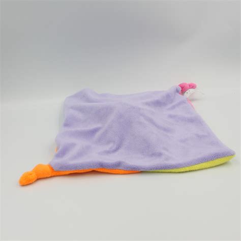 Doudou Plat Chien Rose Bleu Orange Jaune Mauve Zeeman