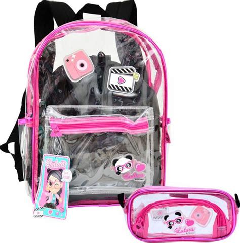 Kit Mochila E Estojo Transparente Oficial Luluca Lu Preto Rosa