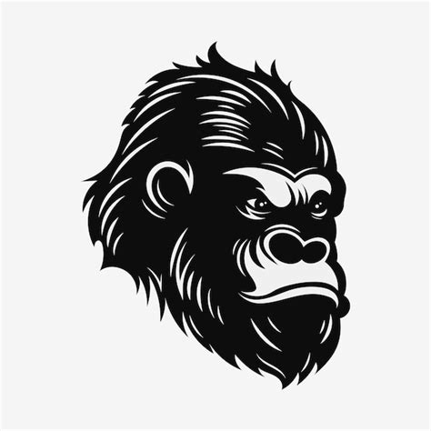 Premium Vector Angry Gorilla Head Black And White Logo Vector