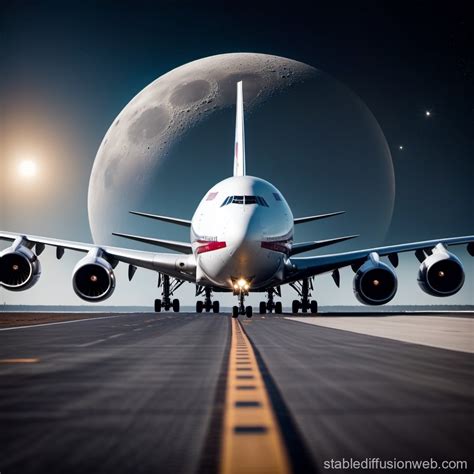 Boeing 747 Lunar Landing with Earth Backdrop | Stable Diffusion Online