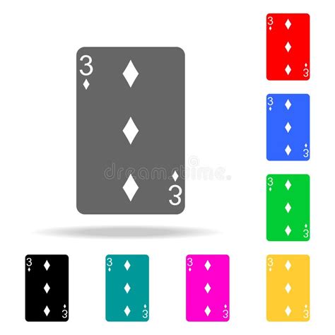 Playing Card Diamond Suit Three Icon Elements In Multi Colored Icons