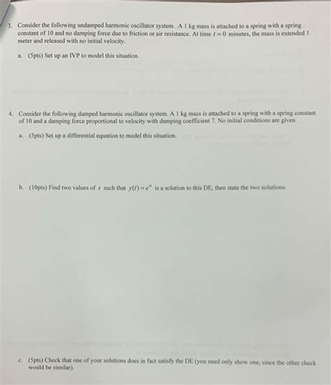 Solved 3. Consider the following undamped harmonic | Chegg.com