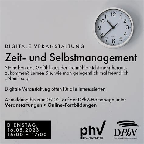 Zeit Und Selbstmanagement Kostenlose Fortbildung DPhV E V