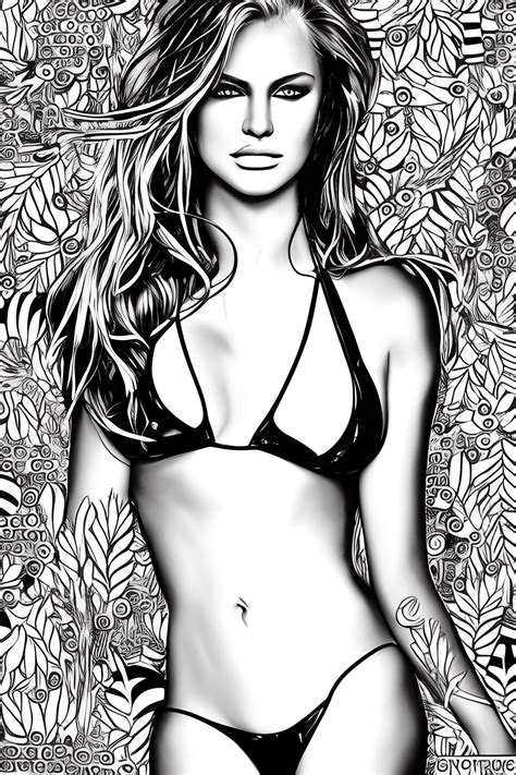 1 Sports Illustrated Swimsuit Model Line Art Illustration · Creative ...