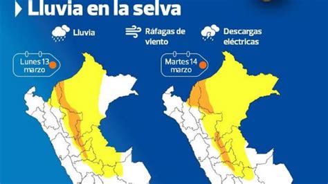 Senamhi Anuncia Del 13 Al 14 De Marzo Se Registrará Lluvia En La Selva