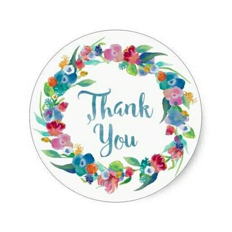 Thank You Stickers Vintage Style Floral Wreath Favours Etsy