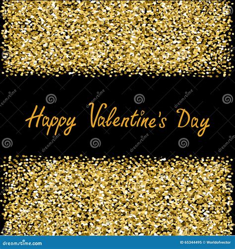 Happy Valentines Day Love Gold Sparkles Glitter Frame Greeting Card