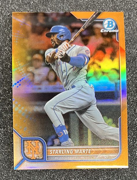 2022 Bowman Chrome Orange Refractor Parallel 25 Starling Marte New