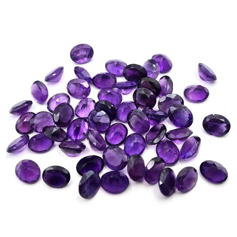 Natural African Amethyst Oval Cut Loose Stone Lot X Mm Ct Pcs