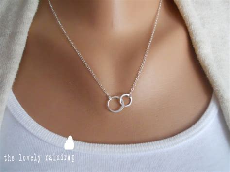 New Mini Sterling Silver Doublecircle Necklace Dainty Minimal Simple