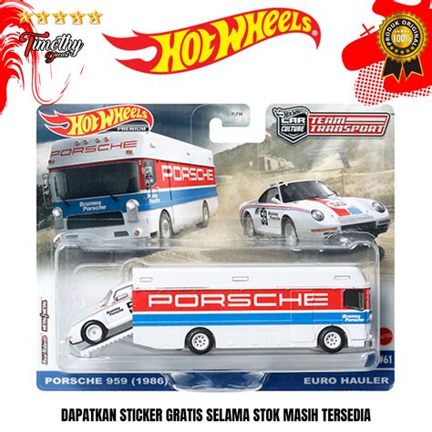 Jual Hot Wheels Premium Team Transport Posrche 959 1986 Euro Hauler Shopee Indonesia