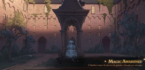 An Animated Scene Of A Castle With A Fountain In The Foreground And