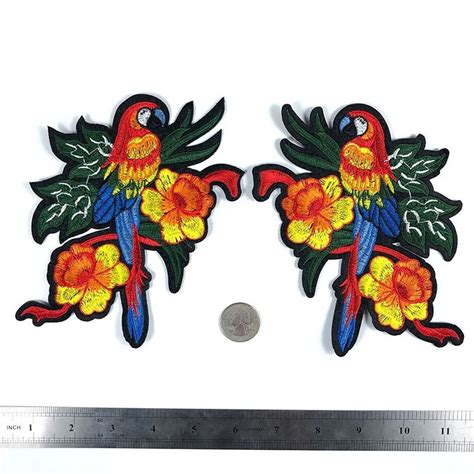 Hawaiian Parrots Bird Embroidered Iron On Patches 2pcs Etsy