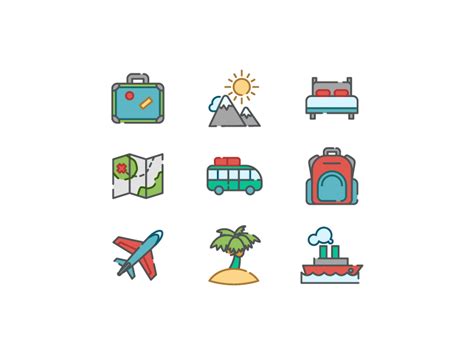 Traveling icon set | Icon set, Icon set design, Icon