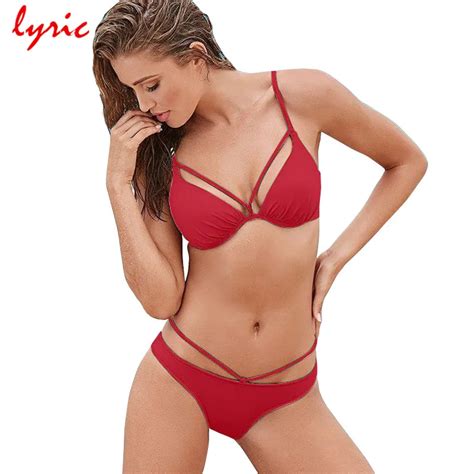 Lyric Red Push Up Bikini Set Padded Europe Women Swimwear Sexy Summer