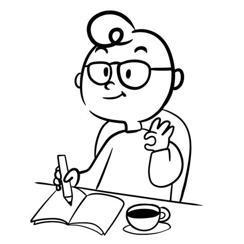 Premium Vector Cartoon Man Wearing Glasses Working Doodle Kawaii