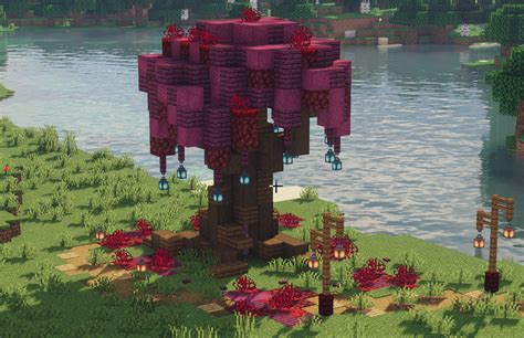 6 Custom Nether Tree Design I Made Minecraftbuilds Minecraft Tree