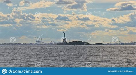 Liberty Island and Port of New York, View from Battery Park, Neww York ...