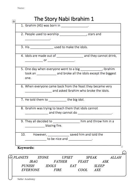 Week 11 - Story of Nabi Ibrahim I Archives - Safar Resources
