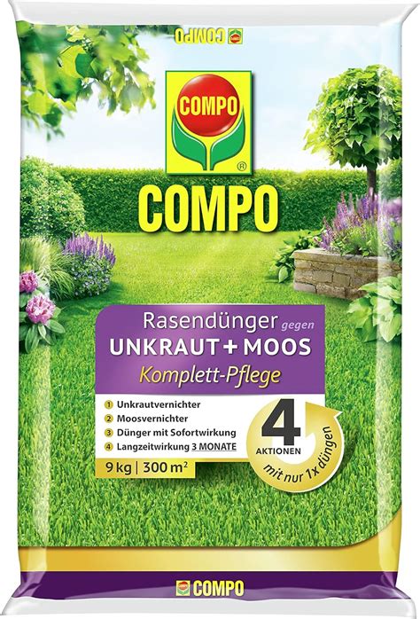 COMPO Rasendünger gegen Unkraut Moos Komplett Pflege Rasendünger mit