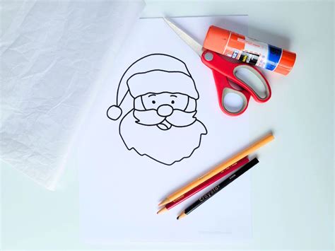 Santa Face Tissue Paper Craft Free Template Raise Curious Kids