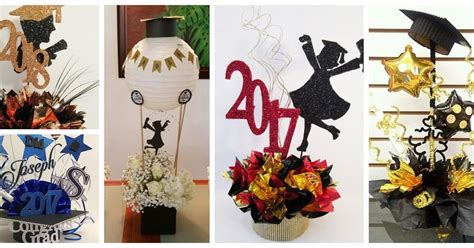 22 Hermosas Ideas De Centros De Mesa Para Fiesta De Graduación ~ Haz Manualidades