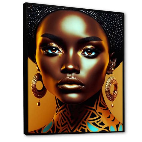 Designart Classy Portrait Of Elegant African Lady V African American Framed Canvas Wall Art