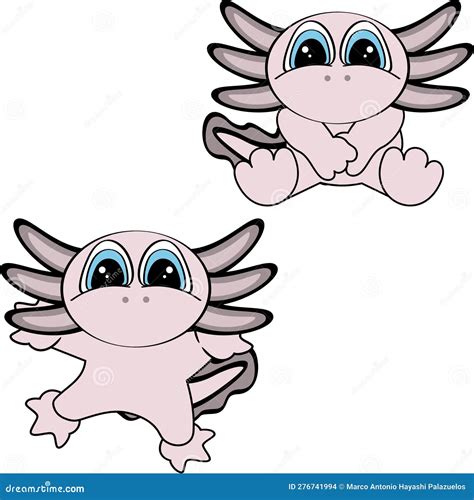 Chibi Axolotl Kid Cartoon Billboard And Glasses Pack Illustration In