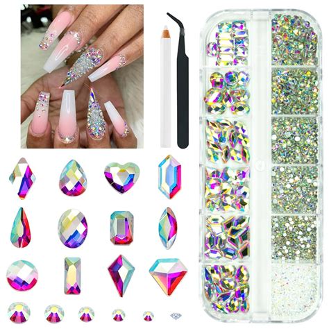 Amazon Qiipii Pcs Crystal Ab Nail Rhinestones Ab Crystal Nail