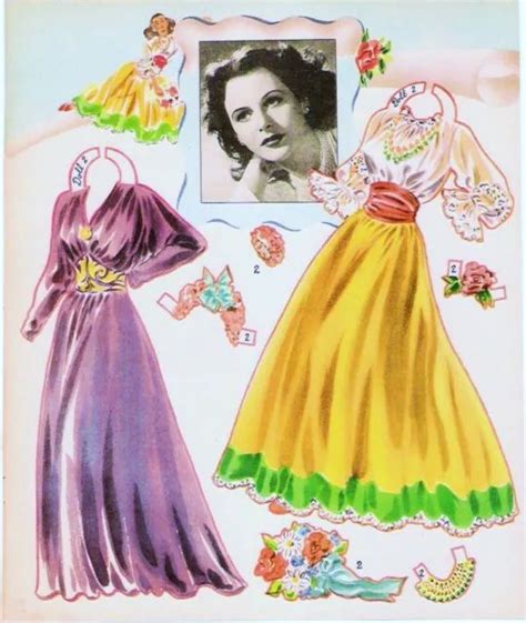 Vintage 1942 Hedy Lamarr Paper Dolls~uncut~ 1 Reproduction~beautiful