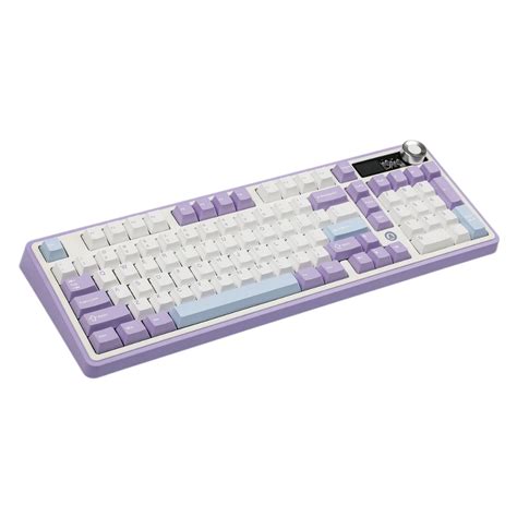 Ajazz AK980 Tri Mode With TFT Color Screen Hot Swappable Mechanical Keyboard White Purple