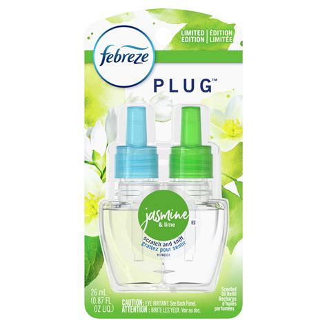 Febreze Odor Eliminating Plug Air Freshener Refill Jasmine And Lime