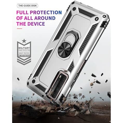 Husa antisoc Hybrid ARMOR cu inel pentru Huawei P Smart 2021 / Argintie