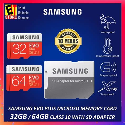 Samsung Evo Plus Microsd Memory Card 64gb 128gb 256gb Class 10 100mbs Or 130mbs With Sd