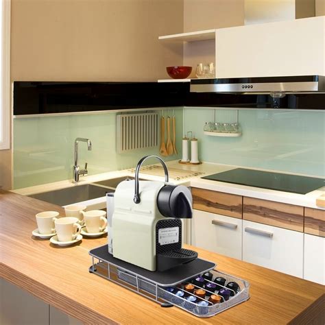 Поставка за капсули за кафе, Ebuy, Метална, 40 капсули, Черен/Сребрист ...