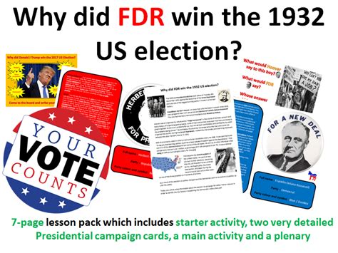 FDR & the 1932 election - 7 page full lesson (notes, campaign activity ...