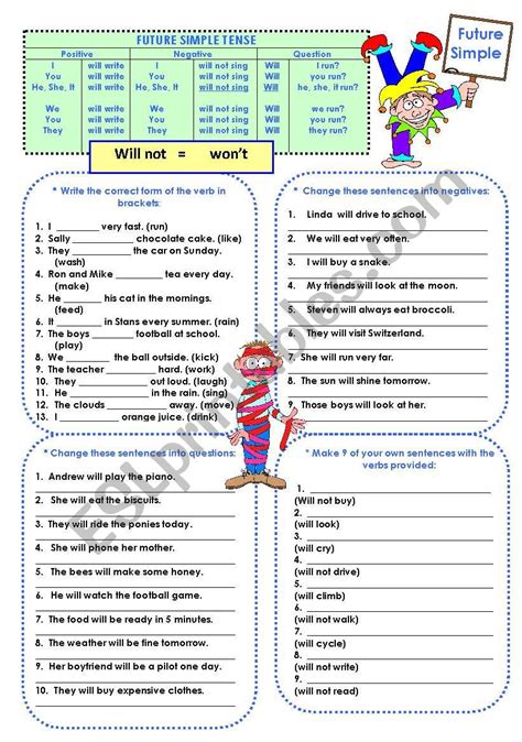 Worksheet Of Simple Future Tense