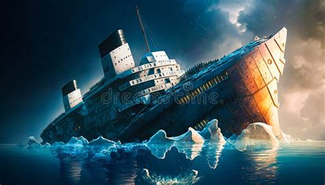 An Image of the Titanic Sinking in the Ocean. Generative AI Stock ...