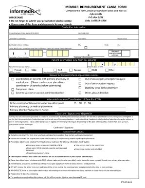 Fillable Online Informedrx Member Reimbursement Claim Form Wpas Inc