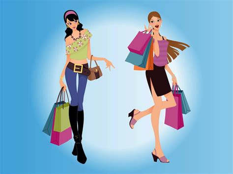 Shopping Women Vector Vector Art & Graphics | freevector.com