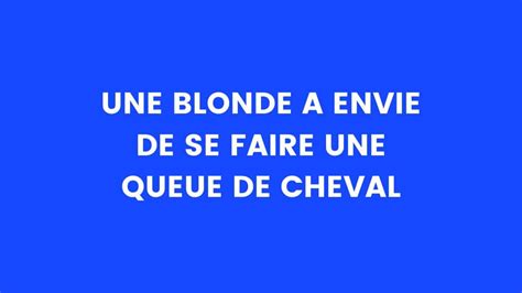 Blague Du Jour Une Blonde A Envie De Se Faire Une Queue De Cheval