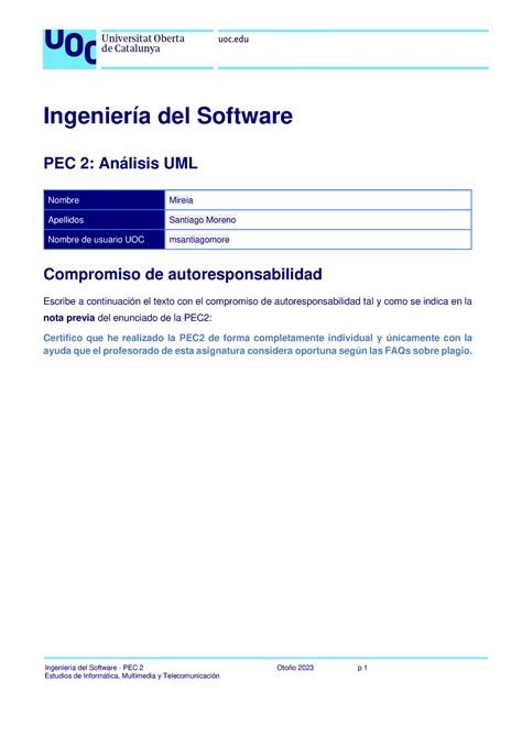 IS PEC2 Plantilla Solución MSM Ingeniería del Software PEC 2 Otoño