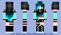 Black And Blue Pixel Girl Minecraft Skin